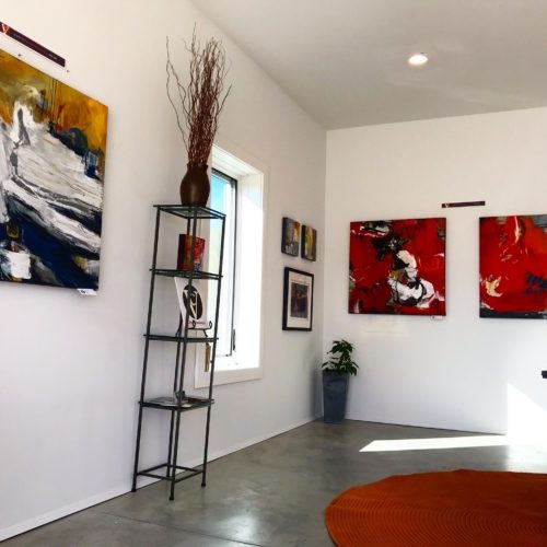 Intuitive acrylic paintings on canvas and paper. Come explore my home studio!