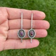 purple sugilite, sterling, gold earrings