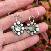 Sterling silver flower earrings with moss agate stones