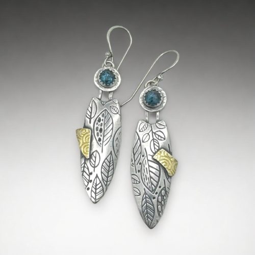 Rose cut kyanite earrings in sterling silver with 22k accents