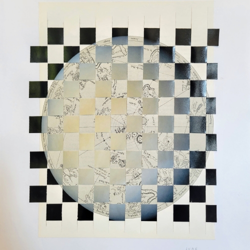 Venus and the Heavens, woven paper collage