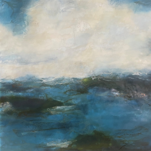 Northern seas - encaustic 16 X 16