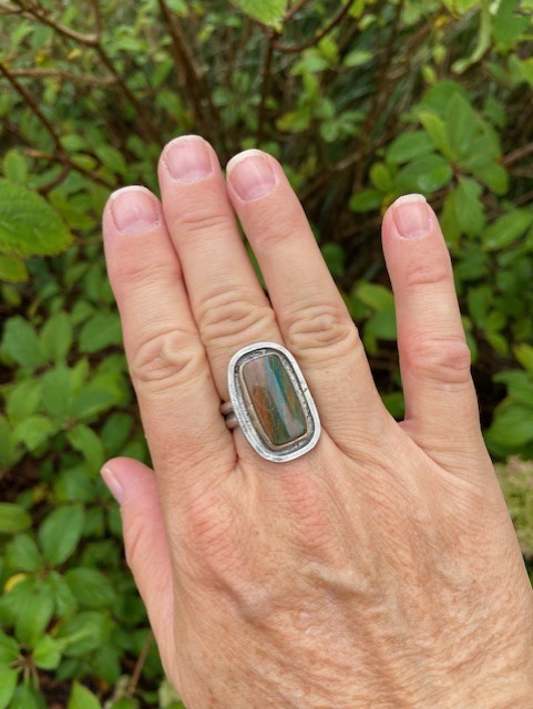 Boulder Opal rectangle ring