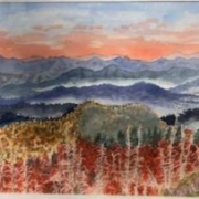 Watercolor Landscape Painting, of a view near Craggy Gardens on Blue Ridge Parkway..Painted from on site sketches
