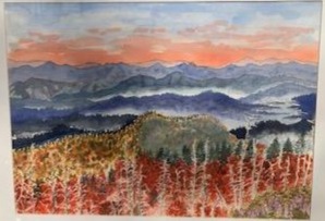 Watercolor Landscape Painting, of a view near Craggy Gardens on Blue Ridge Parkway..Painted from on site sketches