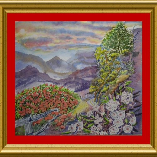 In certain parts of the Blue Ridge Parkway, Mountain Laurel adorns the roadside with their colorful unique blooms in summer to the delight of all tourists