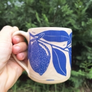 Blue Lemon Mug, ceramic, pottery, mug