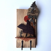 Mama & baby bear plaque with hooks and tree